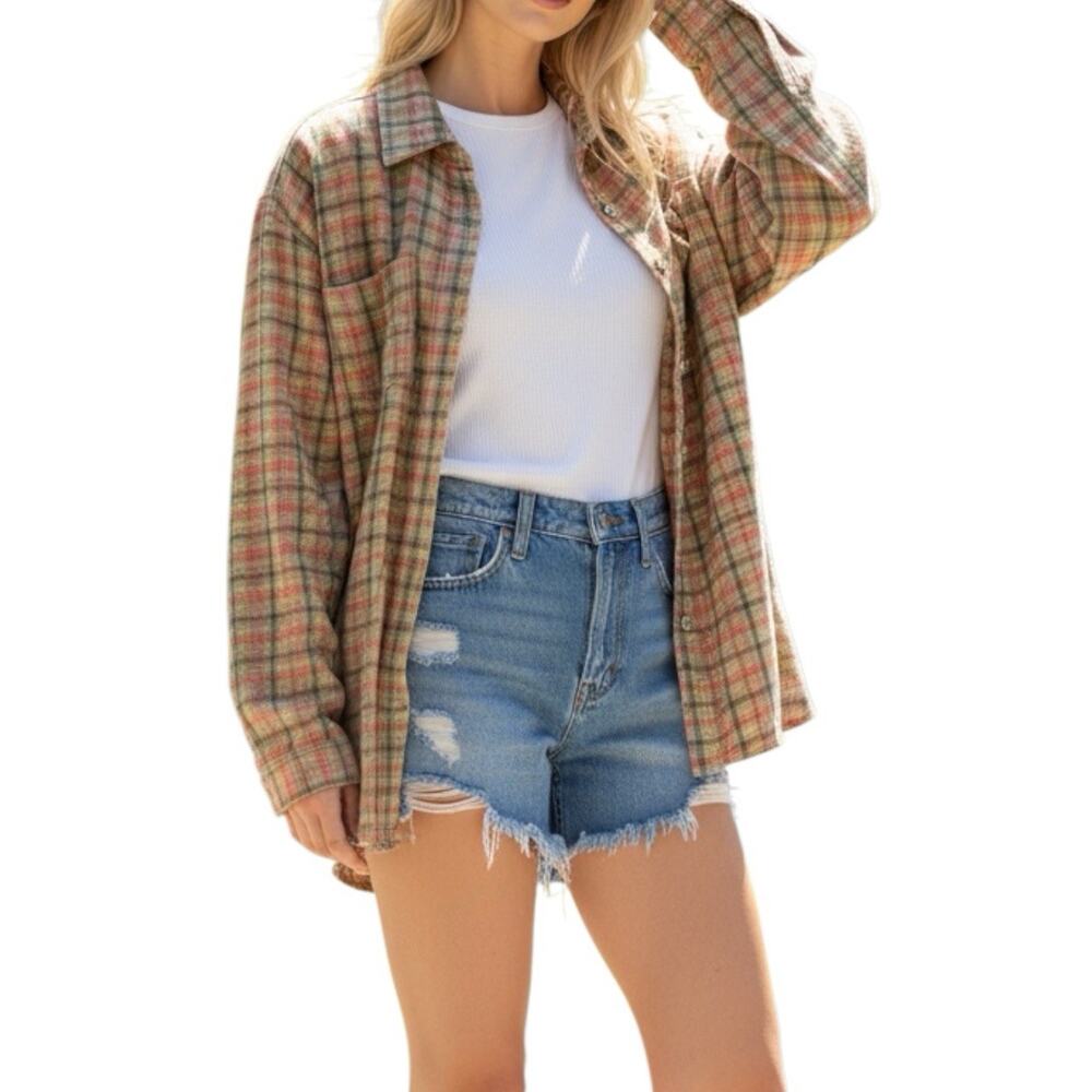 Woolrich Vintage Plaid Button Up Shirt Cotton Outdoor Flannel XL Petite Forest